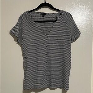 Ann Taylor Black and White Gingham Blouse